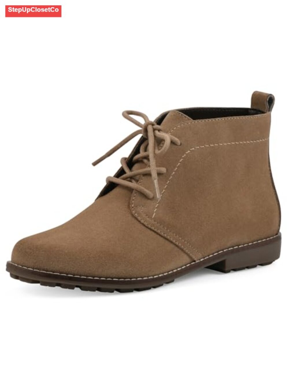 Cushioned Ankle Boots with Treaded Lug Outsole and Stitching Detail